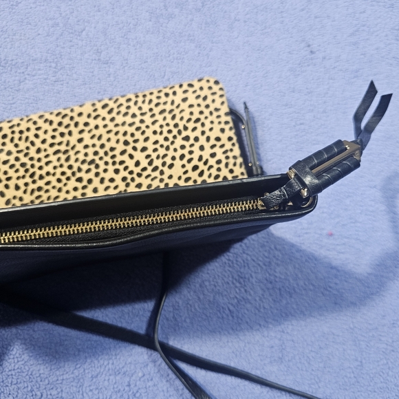 COVET STELLA & DOT CROSBY LEOPARD PRINT CALF HAIR CROSSBODY SHOULDER BAG CLUTCH - Picture 9 of 9